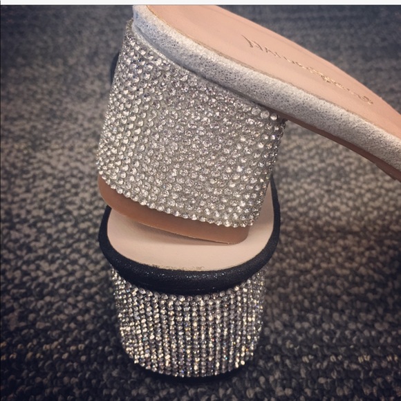 1 LEFT! Silver Rhinestone Bling Mule Heel 6.5 - Picture 6 of 8